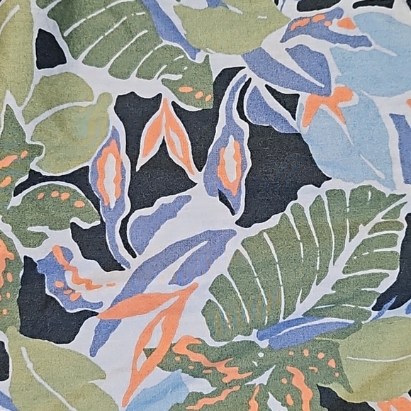 NWT LL Bean Signature 100% Cotton Poplin Blue Tropical Print V Neck Dress - Picture 9 of 16